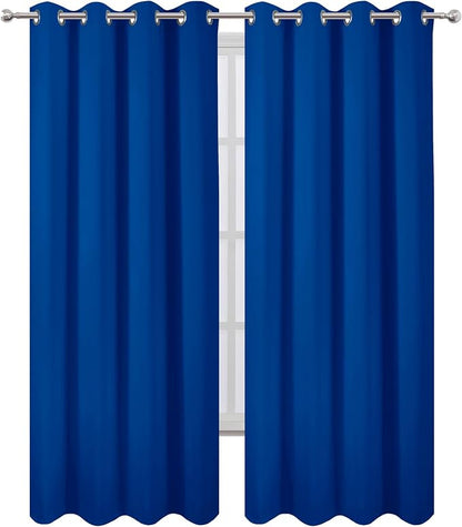 LEMOMO Blackout Curtains 52 x 90 Inch Long Royal Blue Curtains Set of 2 Panels - Image 2