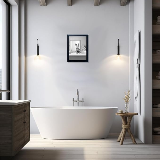 Kids Bathroom Decor, Funny Rabbit in Bathtub, Framed Farmhouse Picture Wall - Image 9