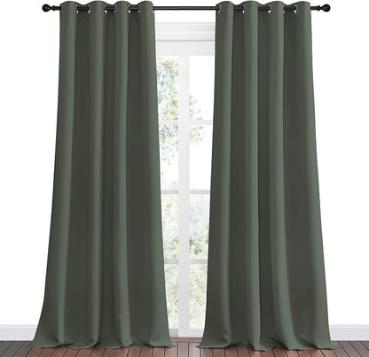 NICETOWN Dark Mallard Blackout Draperies Curtains, 55 inches Wide by 120 inches - Image 2