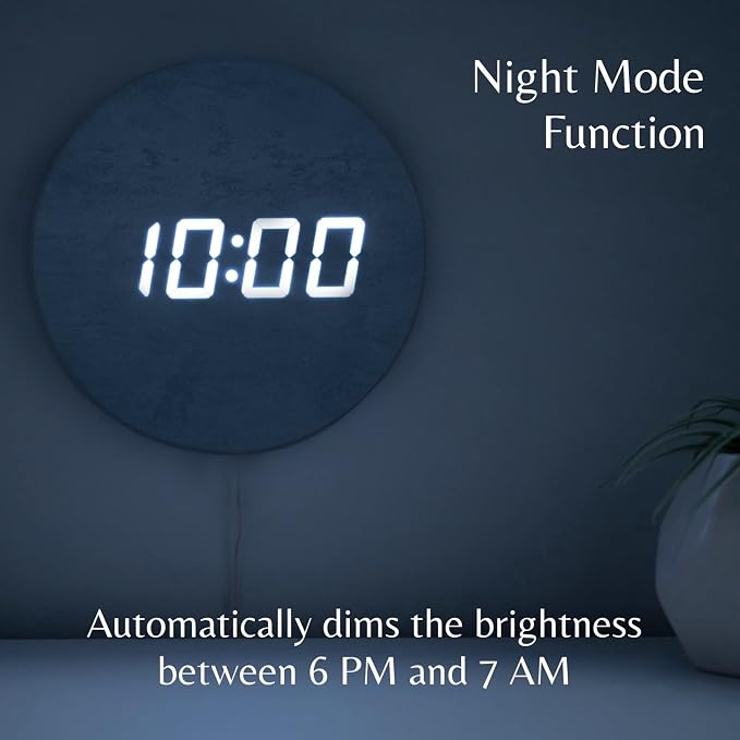 Minimalist LED Digital Wall Clock – USB Powered | Metallic Blue Style | 12/24 - Image 5