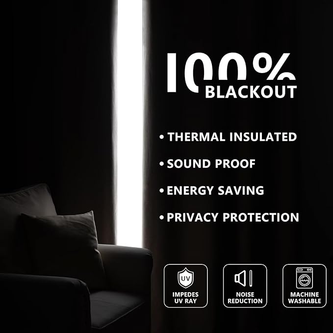 IGEMAEVE 100% Blackout Curtains 90 Inches Long - Image 7
