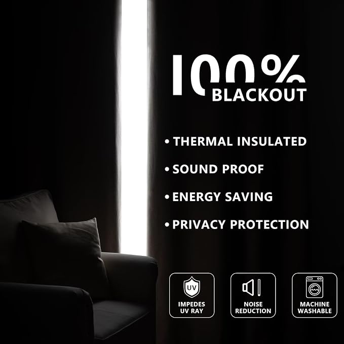 IGEMAEVE 100% Blackout Curtains 96 Inches Long - Image 7