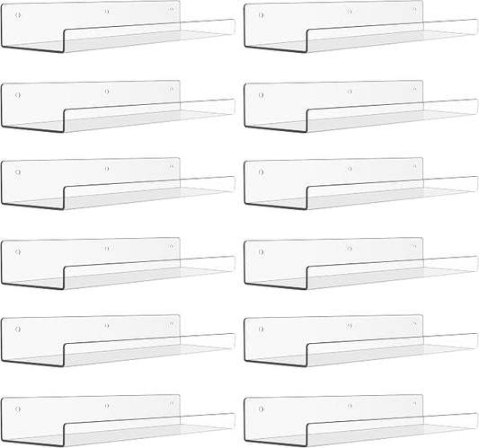 upsimples 12 Pack Acrylic Shelves Wall Organizer and Storage, Toy Cars by upsimples