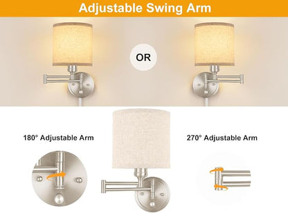 Plug in Wall Sconces with Remote Control, Dimming & Adjustable Colors - Image 6