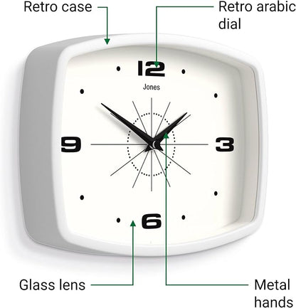 JONES CLOCKS® Movie Wall Clock | Retro Rectangular Clock | 10 inch | White | - Image 6