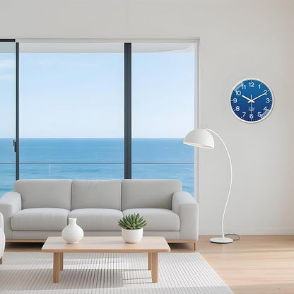 XNM Modern Analog Wall Clocks Battery Operated Navy Blue Wall Clock - Image 2