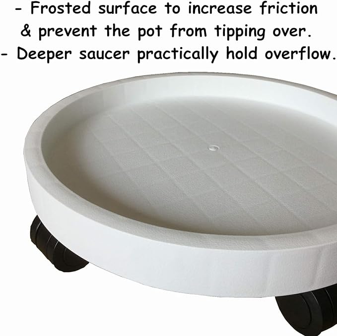 WanderingDonkey 2 Pack of 9.8 Inch Heavy Duty Plant Caddy with Wheels,Rolling Plant Stand Pot Trolley, Potted Flower Mover Dolly with Casters Round Coaster for Indoor Outdoor, Brown