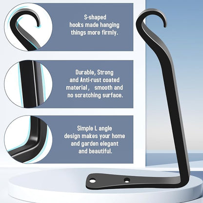 FEED GARDEN 2 Pack 8 Inch Hanging Plant Bracket Wall Hooks Decorative Plant - Image 3