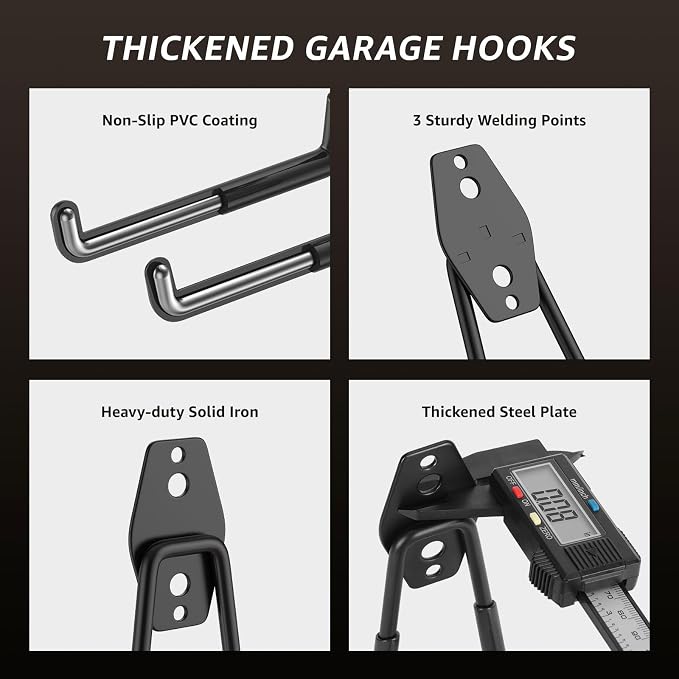 30 Pack Garage Hooks, Heavy Duty Steel Wall Mount Utility Hangers - Image 4