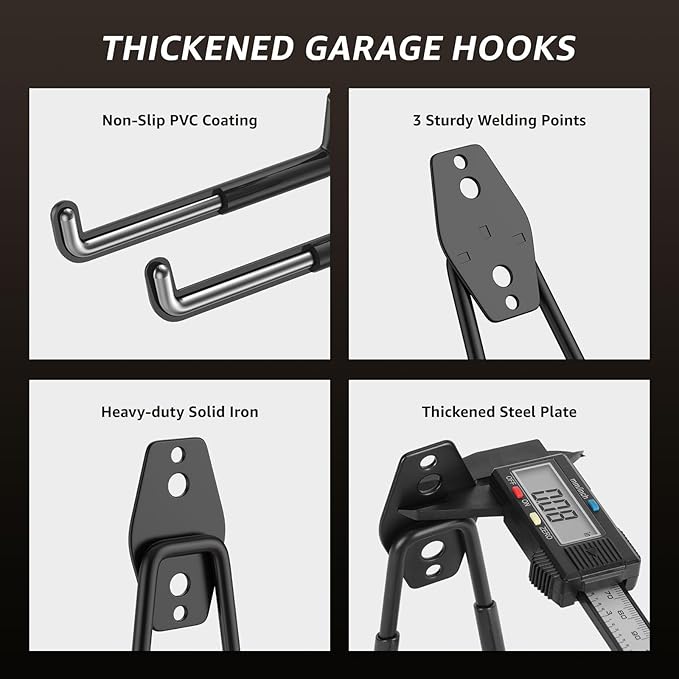20 Pack Garage Hooks, Heavy Duty Steel Wall Mount Utility Hangers - Image 3