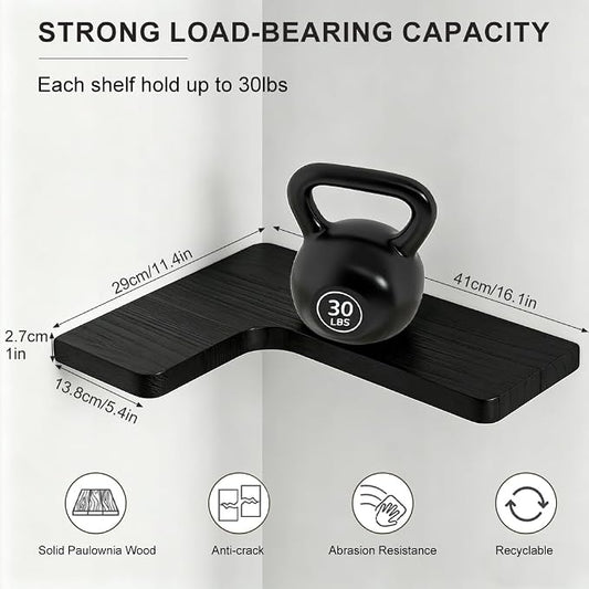 Floating Corner Shelves, Wall Shelf Set of 3, Shelves - Image 2