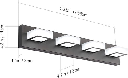Ralbay LED Black 4 Lights Acrylic Lighting Fixtures Modern Matte Black Bathroom - Image 6