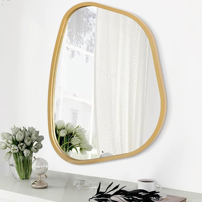 Irregular Asymmetrical Mirror Wall Mounted, Unique Vanity Mirror, Shaped by HLFMVWE