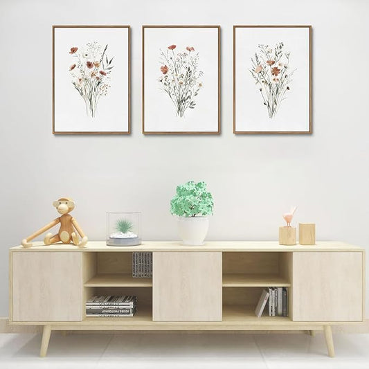 KISSFOX Framed Wildflower Wall Art Floral Canvas Wall Art Flower Pictures Wall - Image 2