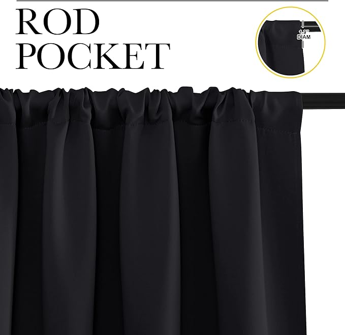 NICETOWN Black Blackout Curtains and Drapes 48 inches Long, Privacy RV Draperies - Image 3