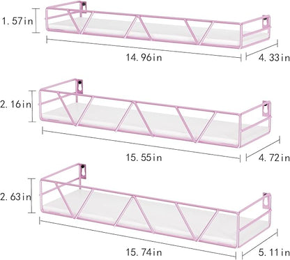 Amaoot Floating Shelves Set of 3, Home Wood Wall Shelf, Farmhouse Shelf - Image 3