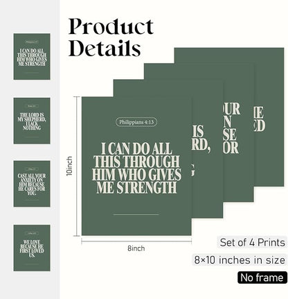 Locomiss Sage Green Christian Wall Art Decor Posters, Modern Bible Verse - Image 2