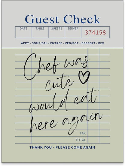 PDFI Trendy Kitchen Wall Art Guest Check Prints Chef Was Cute Would Eat Here by PDFI