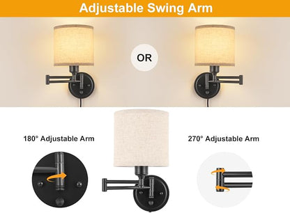 Plug in Wall Sconces with Remote Control, Dimming 10%-100% & Adjustable Colors - Image 6