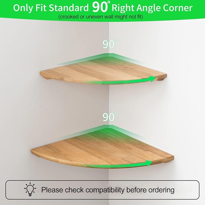 Corner Shelves, Floating Corner Shelf, Round End Wall Mount - Image 2