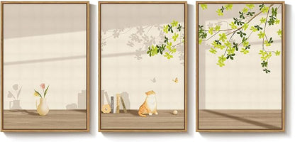 Framed Modern Neutral Wall Art for Living Room, 3 Piece Nature Summer Cozy - Image 9