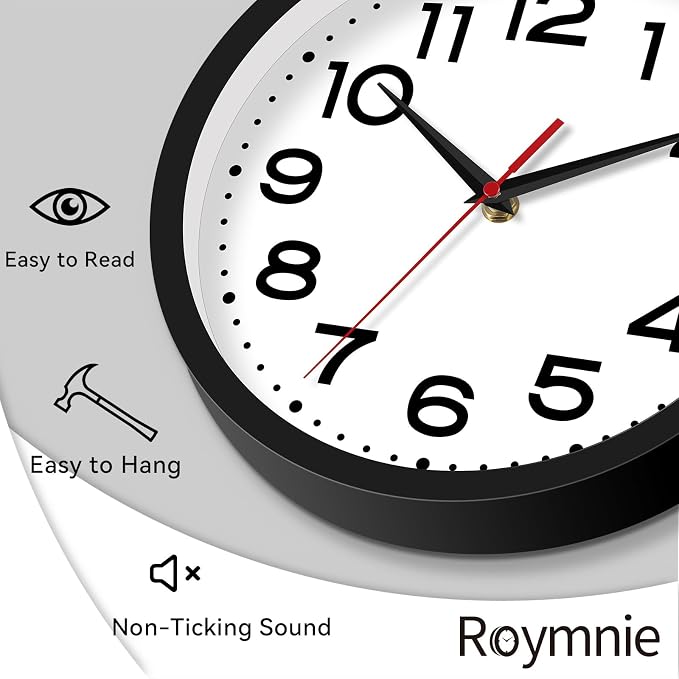 Roymnie Wall Clock Silent Non-Ticking Modern Clock Battery Operated 14 Inch - Image 3