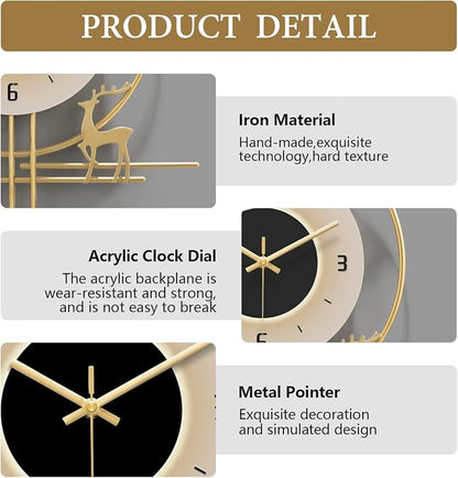 Modern Wall Clock for Living Room, Large Gold Decorative Wall Clock - Image 4