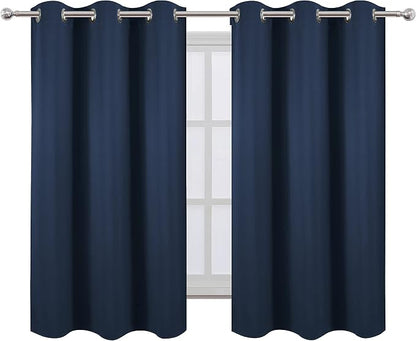 LEMOMO Navy Blue Blackout Curtains 42 x 54 Inch Length Set of 2 Panels Grommet - Image 2