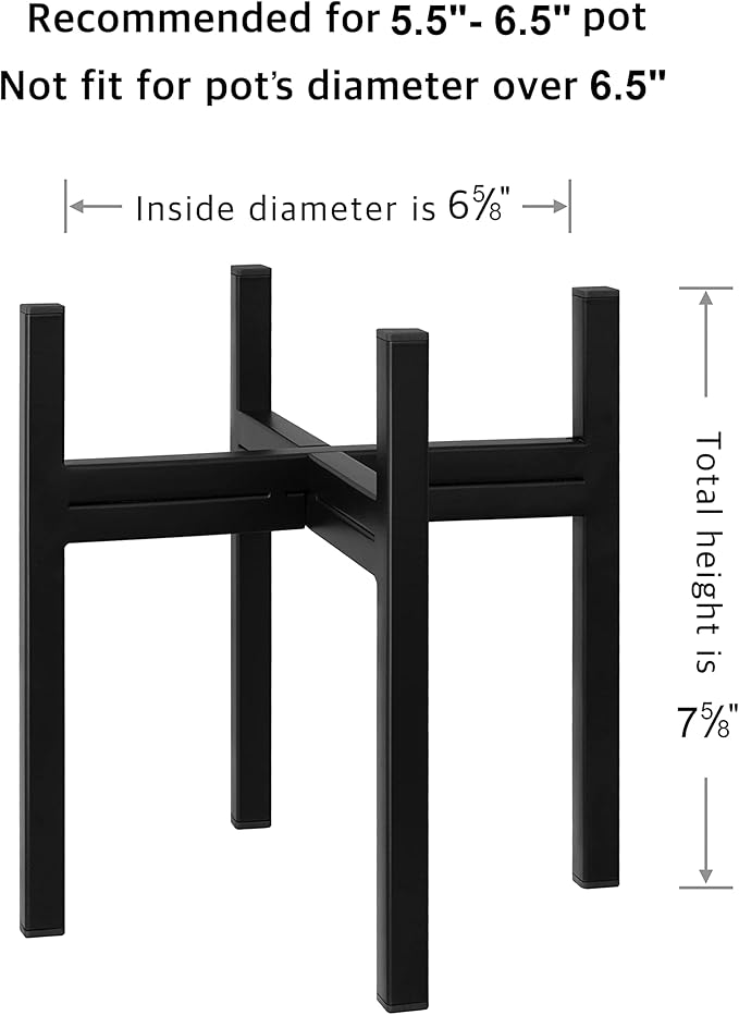 FaithLand Mid Century Plant Stand Indoor Outdoor (EXCLUDING Plant Pot), Metal Planter Stand, Potted Plant Holder, Black, Hold Up to 6.5 Inch Planter