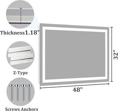Koonmi 48"x32" LED Mirror for Bathroom, 90CRI Anti-Fog Vanity Mirror - Image 9