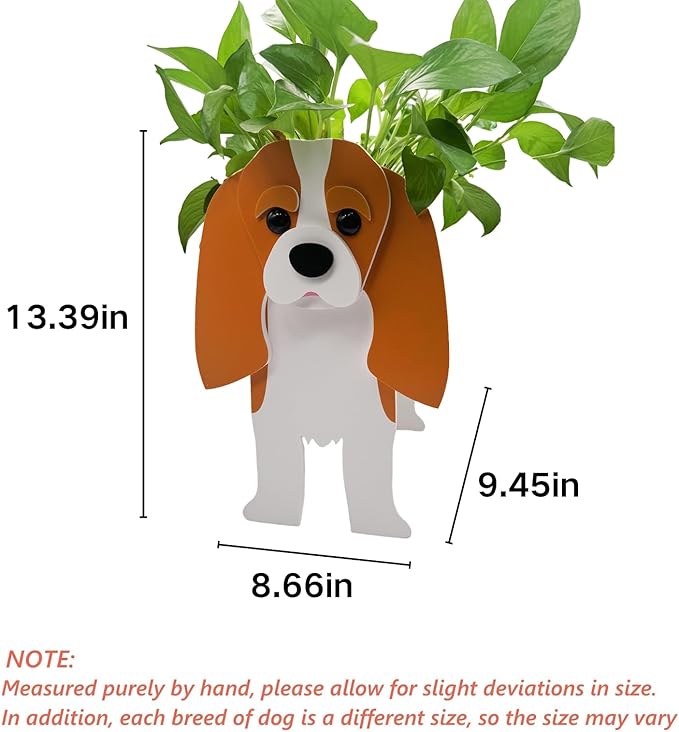 Brown King Cavalier Dog Planter Plant Pots,Cute Garden Dog Flower Planter,Dog Planters Birthday Gifts for Women,Office,Indoor/Outdoor Decor（9.45 * 8.66 * 13.39in）
