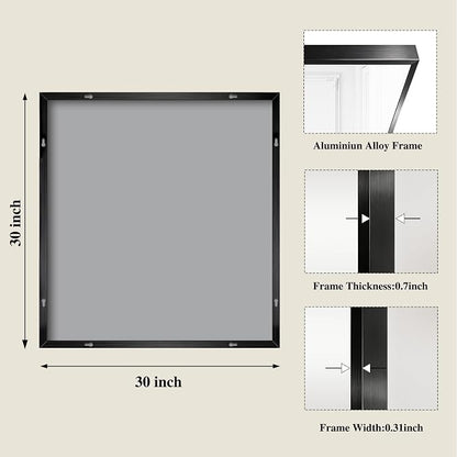 Koonmi Black Mirrors for Wall, 30x30 Inch Bathroom Mirror, Rectangular Wall - Image 2