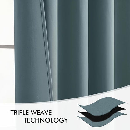 MIULEE Greyish Blue Back Tab Blackout Curtains 72 Inches Long 2 Panels Set - Image 7