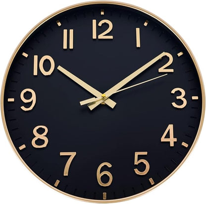 HZDHCLH Wall Clocks Battery Operated, Wall Clock Black Gold, 10 inch Wall Clock by HZDHCLH