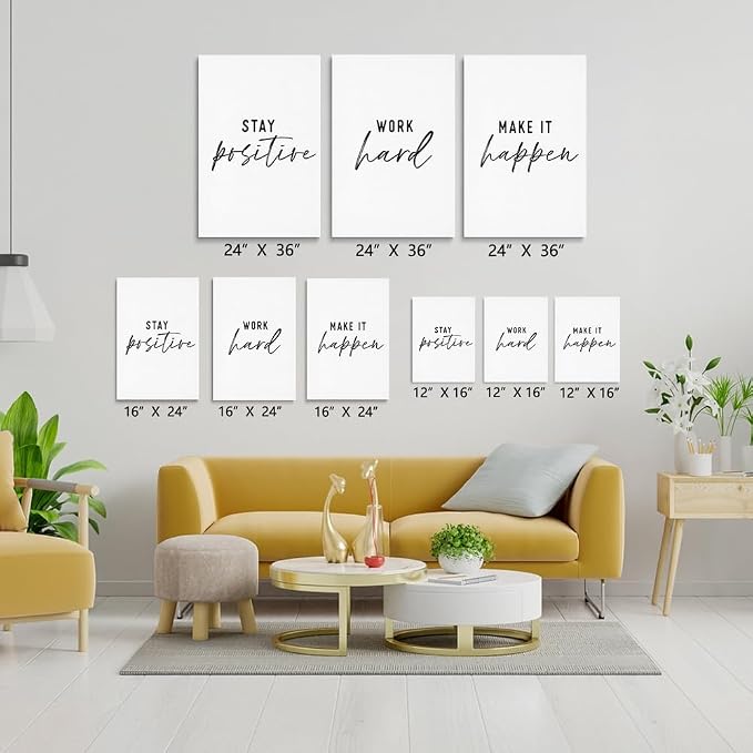 GUBIYU Black and White Inspirational Wall Art Stay Positive Work Hard Make it - Image 6