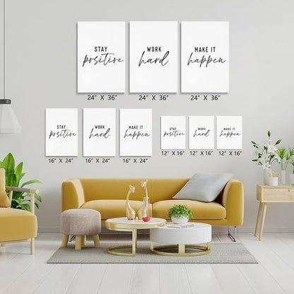 GUBIYU Black and White Inspirational Wall Art Stay Positive Work Hard Make it - Image 6
