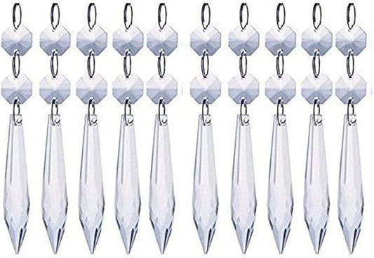 H&D 10pcs 63mm Chandelier Crystals Ornament - Clear Crystal Chandelier Prisms Icicle Drop Pendants