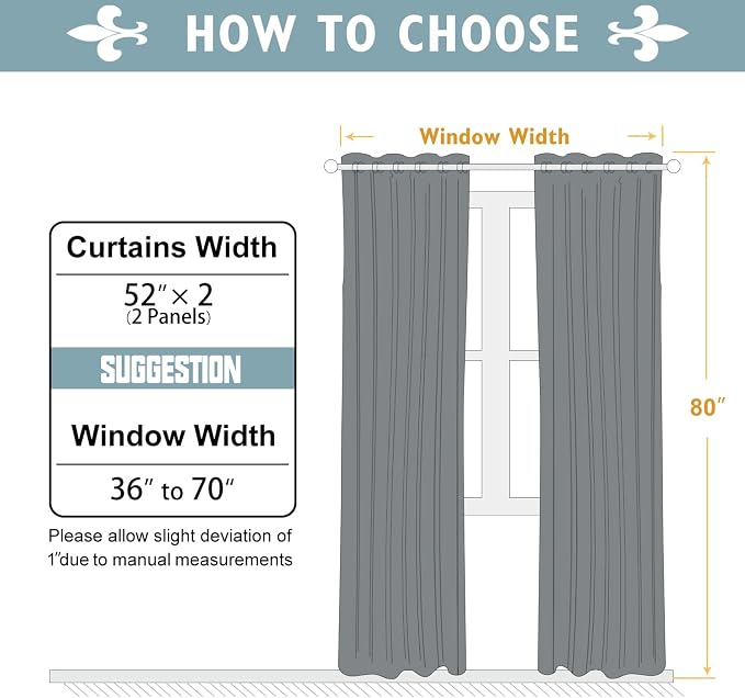 ChrisDowa Room Darkening Curtains 80 Inches Long 2 Panels Set - Image 5
