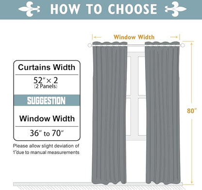 ChrisDowa Blackout Curtains 80 Inches Long 2 Panels Set - Image 7