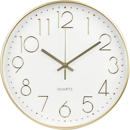 Wall Clock 12 Inch Non-Ticking Silent Modern Simple Style Round Decor Clock by BAKBRAND