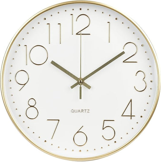 Wall Clock 10 Inch Non-Ticking Silent Modern Simple Style Round Decor Clock by BAKBRAND