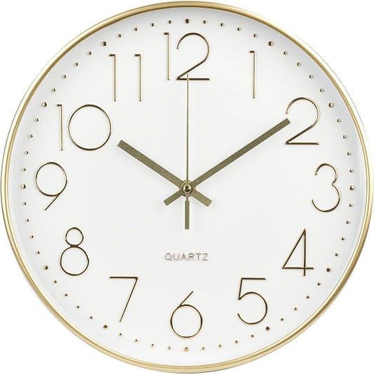 Wall Clock Non-Ticking Silent Modern Simple Style Round Decor Clock by BAKBRAND