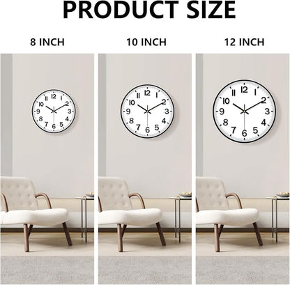 Black Wall Clock, 8 Inch Wall Clocks Battery Operated, Round Modern Non Ticking - Image 9