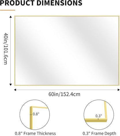 KOCUUY Large Gold Bathroom Mirror, 60x40 Inch Rectangular Mirror - Image 9