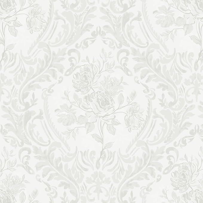 Ismoon Peel and Stick Wallpaper Vintage Floral Contact Paper Boho White and by Ismoon