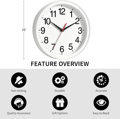 Rohioue Wall Clock Modern 10 Inch Battery Operated Silent Non Ticking Analog - Image 3