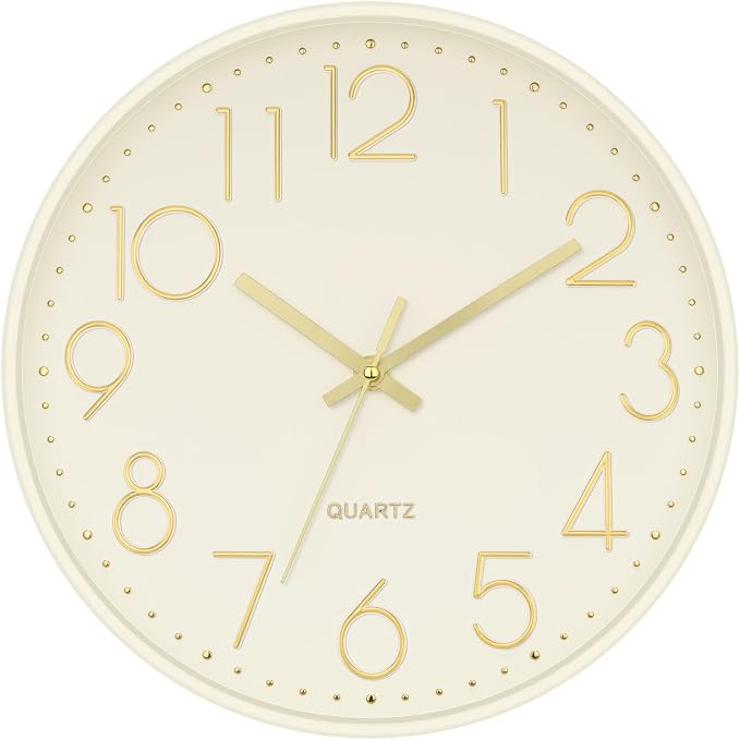 Foxtop Modern Wall Clock Silent Non Ticking Battery Operated Quartz Round Wall by Foxtop