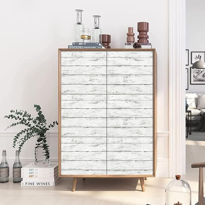 Arthome 17''x120'' White Wood Contact Paper, Peel and Stick Vinyl Wallpaper - Image 4