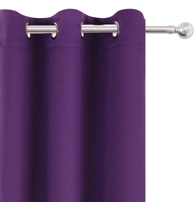 LEMOMO Blackout Curtains 66 x 72 Inch Long Purple Curtains Set of 2 Panels Room - Image 6