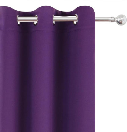 LEMOMO Blackout Curtains 66 x 54 Inch Long Purple Curtains Set of 2 Panels Room - Image 6